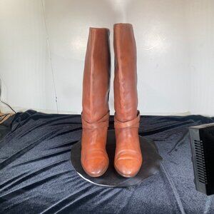 Women's Allegre, Full Calf  Brown Leather Heeled Boots, 8.5